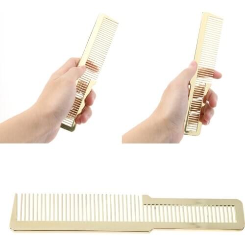 2 Pieces Golden Large Barber Flat Top Clipper Comb Fades Styling Brush