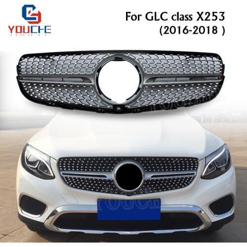 X253 Diamonds Grill Front Bumper Grille Mesh for Mercedes GLC Class X253 C253 W253 5-door SUV Coupe 2016 - 2018