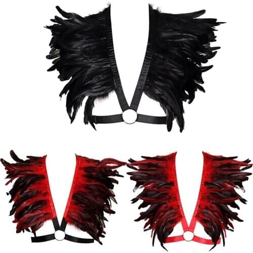 Sexy Feathers Chest Harness Belt Body Harness Bandage Role Play Costume Products Club Costumes Props For People Sword Belt