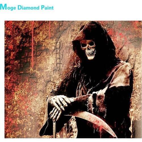 Death Scythe Halloween Diamond Painting Round Full Drill Nouveaute DIY Mosaic Embroidery 5D Cross Stitch Oil Portrait Pattern