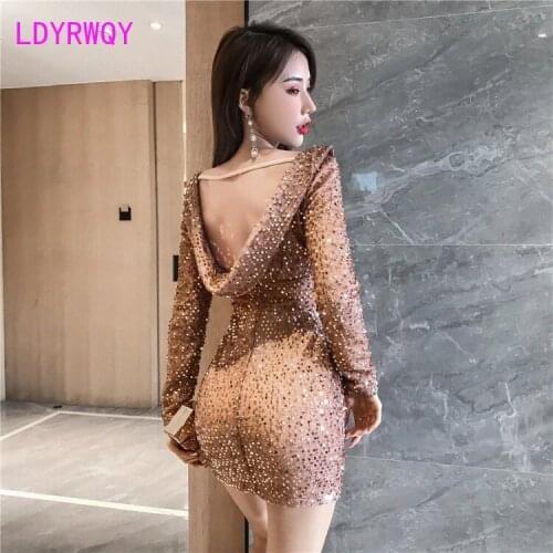 Sexy female new autumn and winter ladies temperament long-sleeved slim bottoming dress Knee-Length Office Lady Polyester