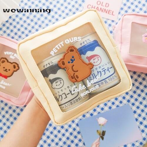 Cute Busy Bear Happy Day Cloh Zipper Bag Big Portable Stationery Bag Cosmetic Pouch Supplies Free Shipping