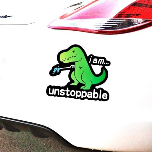 Funny Car Sticker I Am Unstoppable Dinosaur Decals Cartoon Accessoriess for Volkswagen Polo Golf Audi A4 Q3 11CM X 10CM