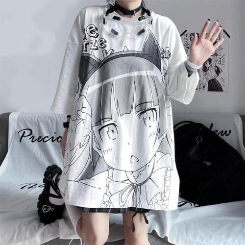 Anime Graphic T Shirt Women 2021 Summer Top Female Harajuku Camisetas De Mujer MINGLIUSILI Japanese Style Tee Shirt Femme