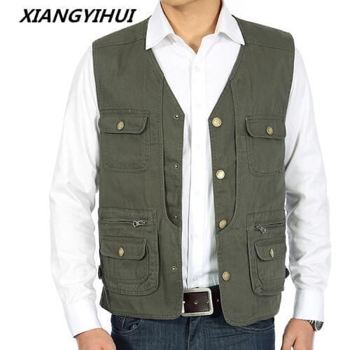Autumn and winter vest quinquagenarian 100% cotton cloth outdoor casual multi-pocket bag fishing vest waistcoat male