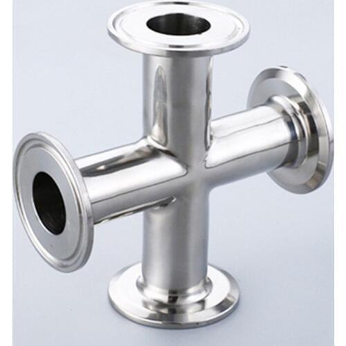 2.5" Pipe OD 57/63mm Stainless Steel SS304 4 Way Cross Sanitary Fitting Tri Clamp Feerule OD 77mm Home brew