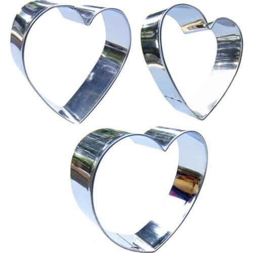 Three Heart shaped 3 piece biscuit cutting molds, baking tools, cake decorating soft candy tools