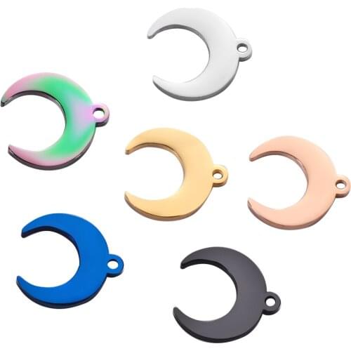 5pcs Stainless Steel Small Moon Charms Ox Horn Pendant DIY For Necklace Bracelet Earring Jewelry Making No Fade