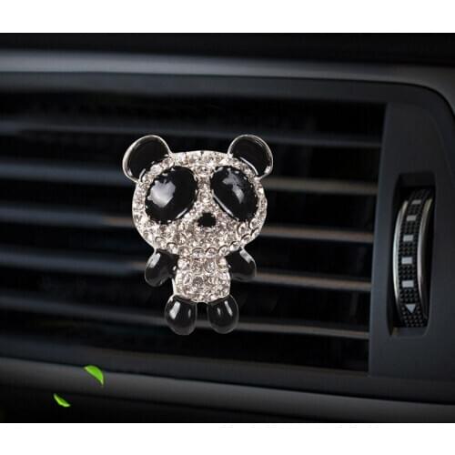 Car Perfume Car Interior Accessories Car Aromatherapy Inlaid Rhinestone Panda Car Conditioning Air Outlet Perfume Car Supplies