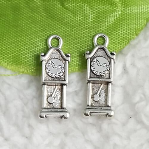 Free Ship 208 pcs Antique silver table clock charms pendant 20x8mm #4857