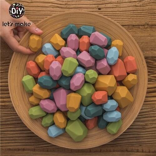 Lets Make Unfinished Wood Beads Geometric Polygon Beads DIY Teething Jewelry Nursing Necklace Teether Handmake DIY Accessory