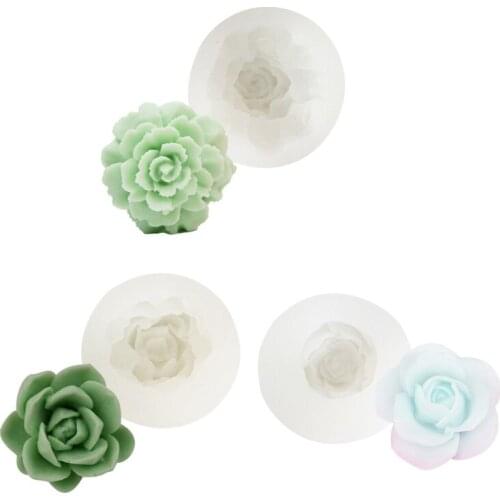 E56C Handmade 3D Fleshy Flower Silicone Bonsai Mold for Home Decoration