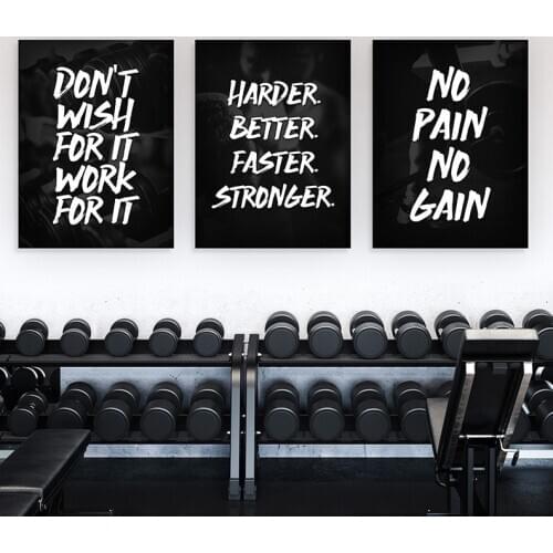 Gym Decoration Canvas Picture Motivational Words Posters and Prints for Bedroom Black White Quote Wall Art Frameless