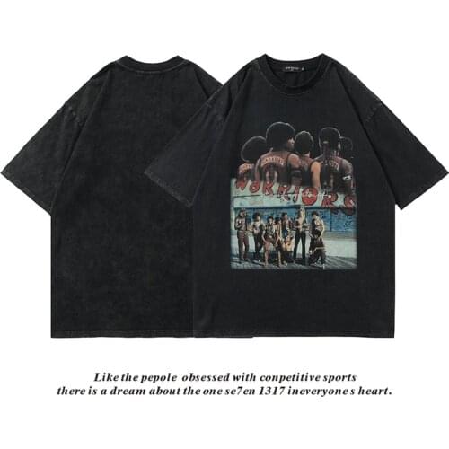 T Shirt Washed Do Old Top Tees Men Women High Quality Casual Streetwear T-shirts Round Neck Loose Character print Short-sleeved