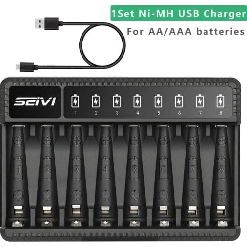 AA AAA Charger intelligent 8 slots With USB cable for AA/AAA Ni-MH Rechargeable Battery 8-CH