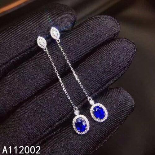 KJJEAXCMY fine jewelry natural sapphire 925 sterling siver women gemstone earrings support test trendy