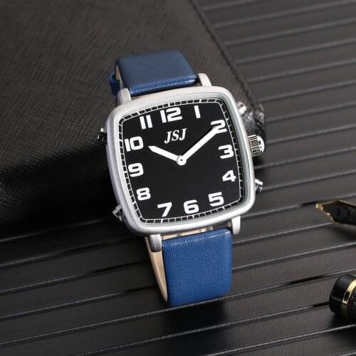 Square Italian Talking Watch with Alarm,Black Dial TISB-18IT