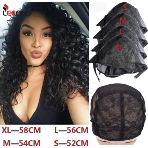 Leeons New Lace Wig Cap For Making Wigs With Adjustable Strap On The Back Wig Weaving Cap Double Lace Glueless Wig Caps Hair Net