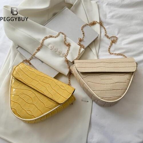 Summer Shoulder Bag Wallet Women Alligator Pattern Pure Color Shoulder Bag Fashion Chain Triangle Handbags for Women
