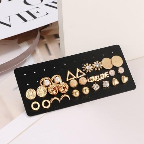 Fashion Womens Earrings Set Korean Geometric Stud Earrings for Women Korean Gold Small Metal Pearl Earring 2021 Trend Jewelry