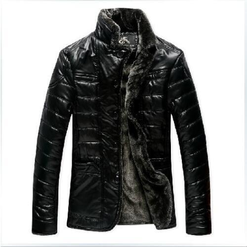 Free Shipping New Mens Brand Clothing Fur One Piece Stand Collar To Repair The Thermal Thickening Senior Leather Jacket
