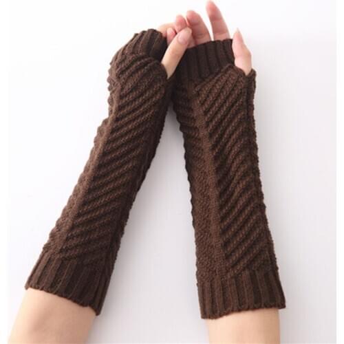 Half Finger Knitted Gloves Female Fishbone Style Autumn Winter Male Fingerless Knitting Gloves Warm Arm Sleeve Unisex G-8
