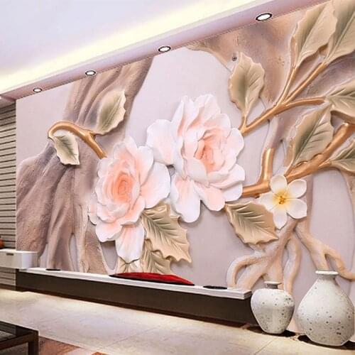 Custom Photo Wallpaper 3D Flower Tree Relief Background Wall Interior Decoration Painting Mural Living Room TV Papel De Parede