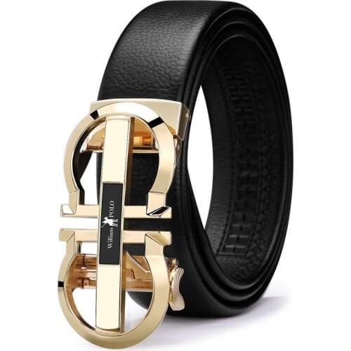 WilliamPolo leather belt luxury brand automatic buckle fashion casual business high quality mens belt 18335p
