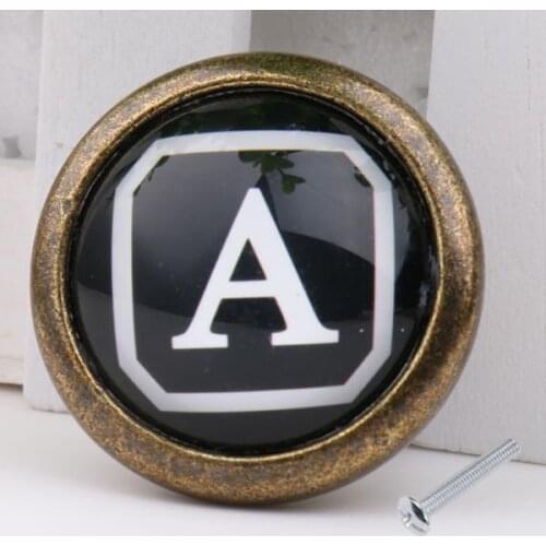 Retro Door Knob Drawer Handle Pull Wardrobe Cabinet Knob Hardware Letter A To Z