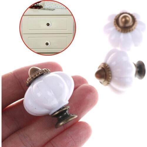 Vintage Furniture Handle Door Knobs Furniture Drawer Cupboard Kitchen Pull Handle Pumpkin Ceramic Cabinet Handles Retro Hardware