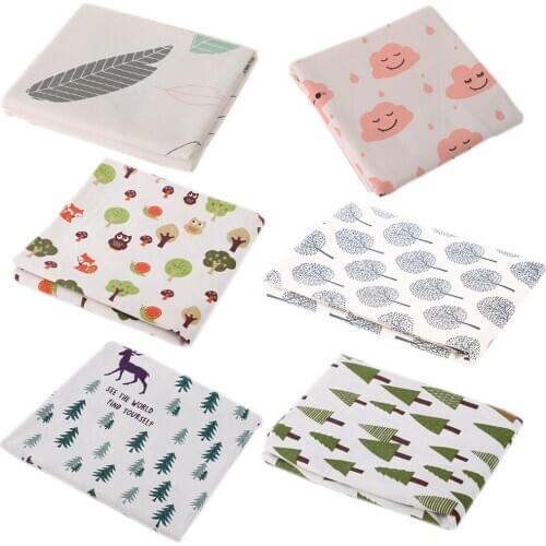 Printed Tree Cloud Feather Linen Cotton Fabric Cloth For Pillow case Cushion Sewing Placemat Bag DIY Needlework Handmade Materia