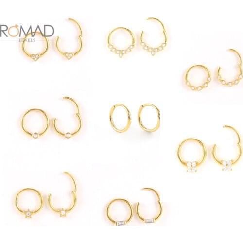 ROMAD 925 Silver Ear Bone Piercing Circle Hoop Earrings Round Diamond Earrings For Women Jewelry Nose Ring Body Jewelry Brincos