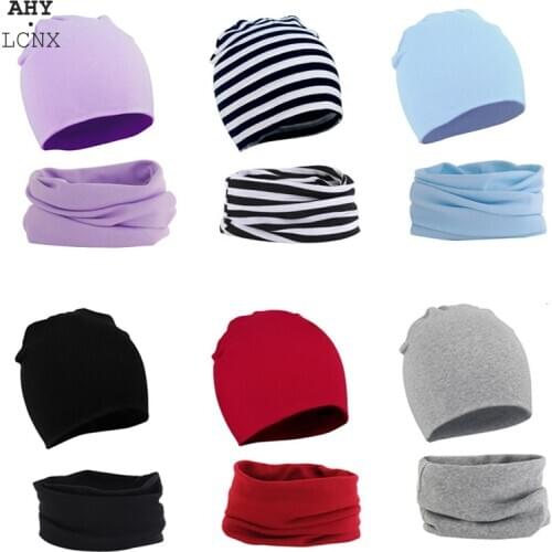 2 Pcs Baby Hat Scarf Set Solid Color Kids Beanie Cap Warm Boy Girl Spring Autumn Winter Hats Infant Toddler Bonnet Accessories
