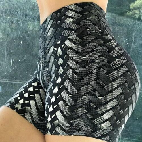 Ogilvy Mather 2020 High Waist Weave Print Shorts Women Sexy Gym Sporting Shorts For Women Biker 3D Digital Print Short Leggings