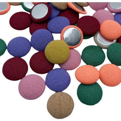 Suoja 50pcs/lot mix color Flatback Fabric Covered round Buttons Home Garden Crafts Cabochon Scrapbooking DIY 15mm