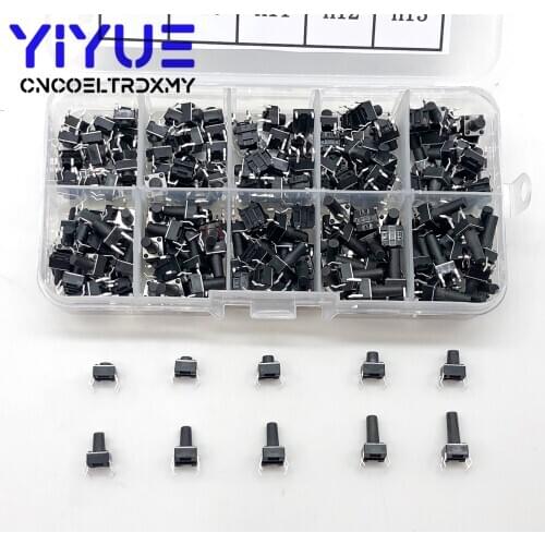 10 models 200pcs 6*6 Tact Switch Tactile Push Button Switch Kit, Height: 4.3MM~13MM DIP 4P micro switch 6x6 Key switch