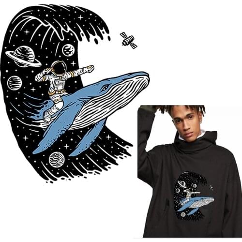 Astronaut Wave Iron On Transfers For Clothing Heat Thermal Vinyl Transfer Patches Space Stickers Clothing Thermoadhesive Patches