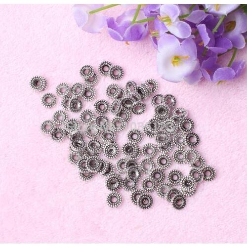 High Quality 80Pcs 8mm Coin Shape Retro silvering White Tibetan Jewelry Spacers Beads DIY Creative Jewellery Making w2389