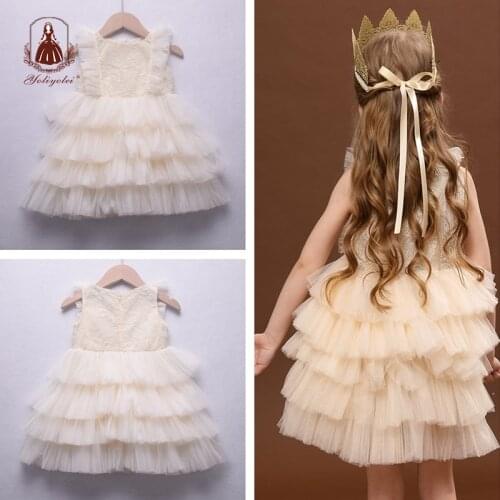 Yoliyolei Princess Summer Dress for Girls Tiered Tulle kids clothes Childrens Casual Comfortable Clothing for 1-6 Years Old