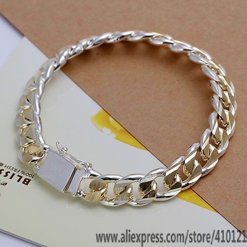 Wholesale High Quality Jewelry Bridal 925 Sterling Silver Christmas Gift 10mm Square Lock Bracelets For Women Best Gift SMTH091