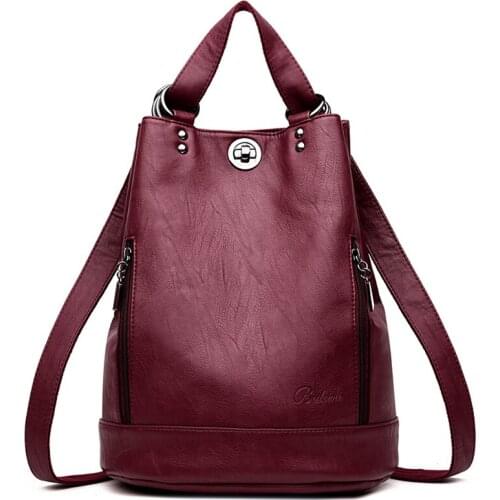 Ladies Fashion Travel Backpack Women Retro Leather Backpacks 2021 Summer Girls School Bag Bookbag Female Shoulder Bags Sac A Dos