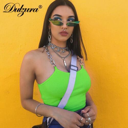 Dulzura 2019 summer autumn women crop top tops tanks tank top chain streetwear festival punk gothic clothes ladies backless