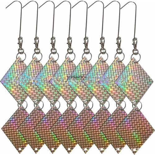 10Set Bird Repellent Tool Reflective Film Glitter Bell Square Scare Repellent Hanging Anti-Bird Pest Controller Garden Supplies
