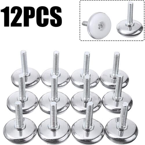12pcs Non-slip Chair Leg Caps Feet Pads M6*25mm Adjustable Leveling Feet Furniture Cabinets Table Leg Screws
