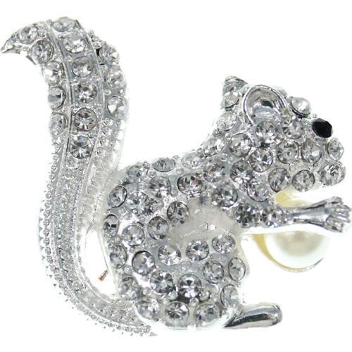 20pcs/lot Rhinestone Crystal 4.5 Inch Brooches Lovely Little Squirrel Brooch Pin