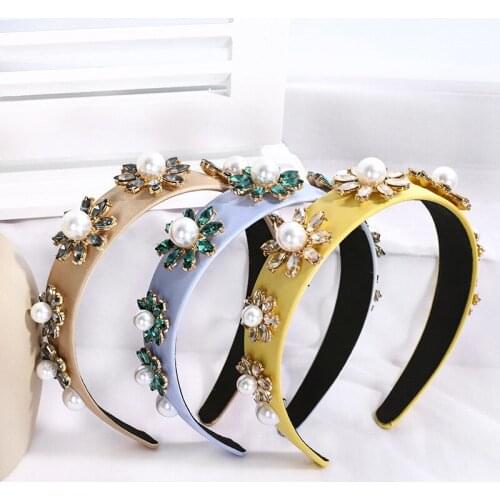 2020 Vintage Luxurious Rhinestone Pearl Bezel Hair Band Women Hoop Hair Clips Girls Hair Accessories Headband opaska do wlosow