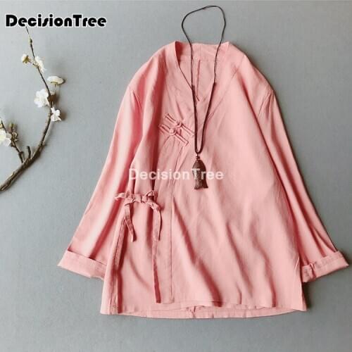2021 vintage cotton linen blouse chinese style cheongsam tops blouse woman china classical qipao shirt chinese style tea costume