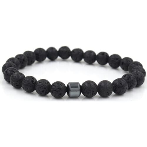 8mm gt24 black stone volcanic lava cubic zirconia elastic adjusted Buddha Yoga yellow Tigereye Bracelet Bangles