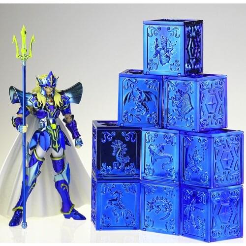 9pcs Saint Seiya Myth Cloth Pandora Box Poseidon Mud Carp BOX Marina Solent Kanon Baiane Sea Horse Kraken PVC Action Toy Model