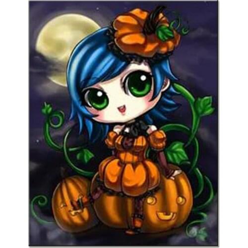 5D Diy Diamond Painting Cross Stitch Cartoon Girl Pumpkin Diamond Painting Portrait Red lips Collection Abstract Diamond Paintin